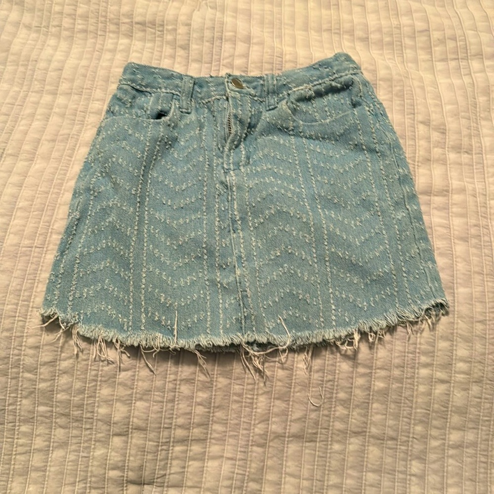 Girls frayed denim skirt